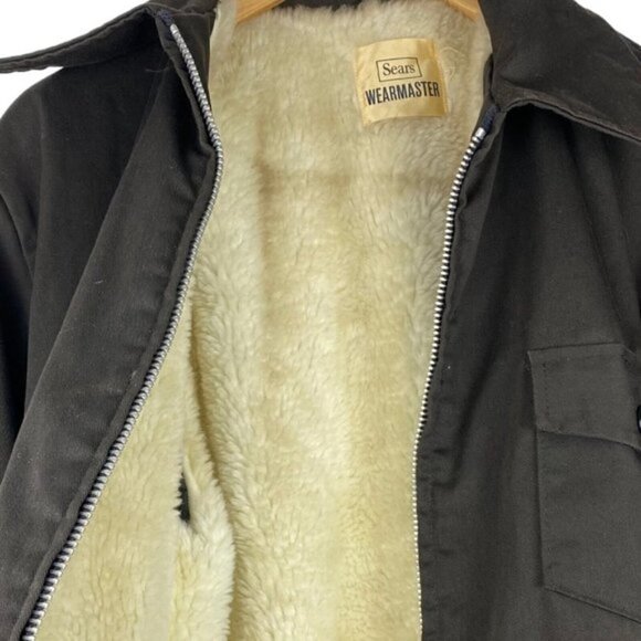 Sears Men's Vintage Brown Wearmaster Full Zip Sherpa Lined Work Jacket US M - Picture 8 of 11